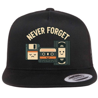 Never Forget Funny Vintage Cassette Floppy Disk VHS Tape Flatbill Hat