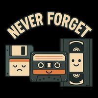 Never Forget Funny Vintage Cassette Floppy Disk VHS Tape 16 in Basic Backpack