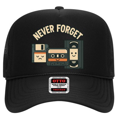 Never Forget Funny Vintage Cassette Floppy Disk VHS Tape Trucker Hat