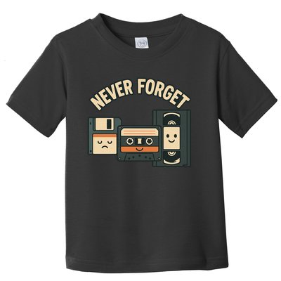 Never Forget Funny Vintage Cassette Floppy Disk VHS Tape Toddler T-Shirt