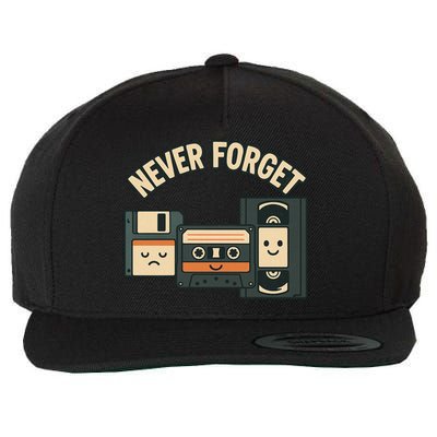 Never Forget Funny Vintage Cassette Floppy Disk VHS Tape Wool Snapback Cap