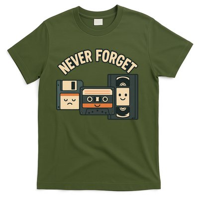 Never Forget Funny Vintage Cassette Floppy Disk VHS Tape T-Shirt