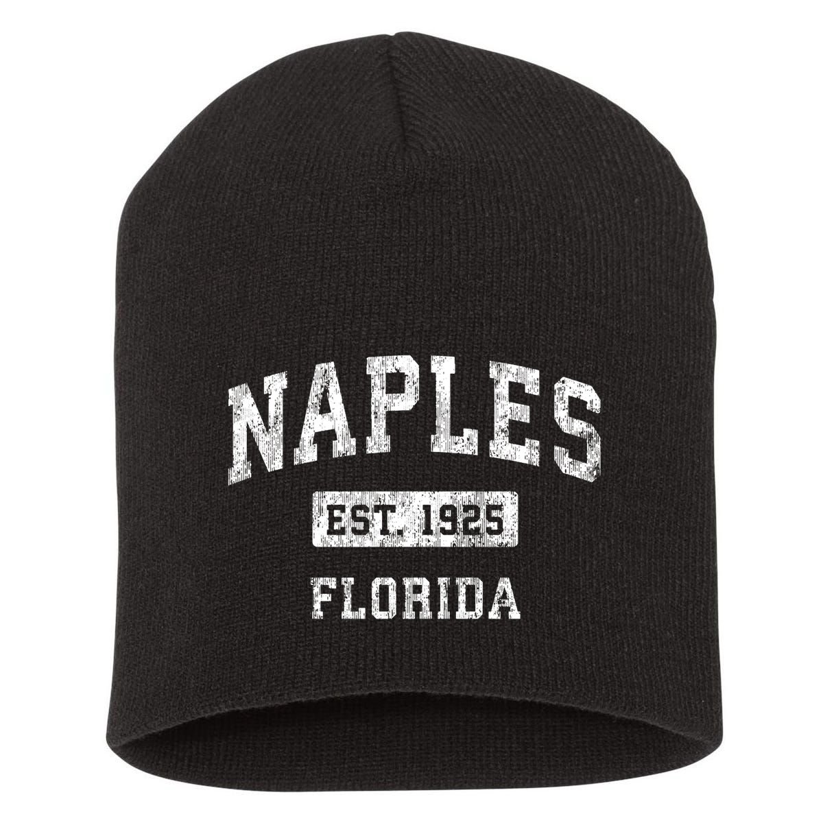 Naples Florida Fl Vintage Established Sports Short Acrylic Beanie
