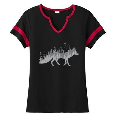 Nature Fox Forest Zookeeper Wildlife Animal Lover Ladies Halftime Notch Neck Tee