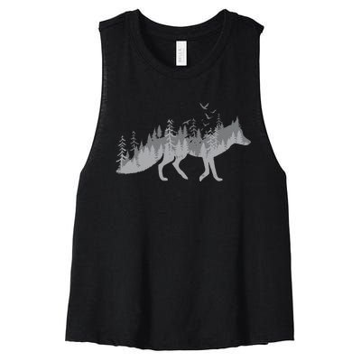 Nature Fox Forest Zookeeper Wildlife Animal Lover Women's Racerback Cropped Tank