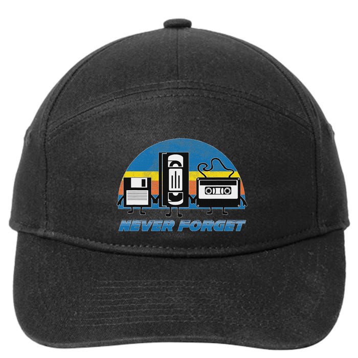 Never Forget Funny Retro Vintage Vhs Cassette Floppy Disk 7-Panel Snapback Hat