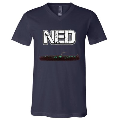 NED Freshwater Fishing Lure Largemouth Bass V-Neck T-Shirt