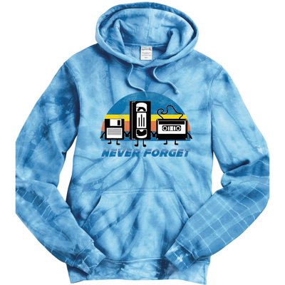 Never Forget Funny Retro Vintage Vhs Cassette Floppy Disk Tie Dye Hoodie