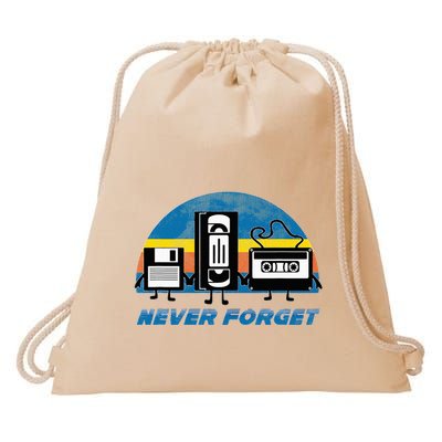 Never Forget Funny Retro Vintage Vhs Cassette Floppy Disk Drawstring Bag