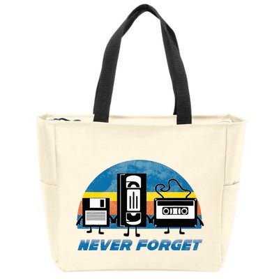 Never Forget Funny Retro Vintage Vhs Cassette Floppy Disk Zip Tote Bag