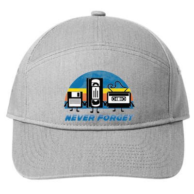 Never Forget Funny Retro Vintage Vhs Cassette Floppy Disk 7-Panel Snapback Hat