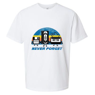 Never Forget Funny Retro Vintage Vhs Cassette Floppy Disk Sueded Cloud Jersey T-Shirt