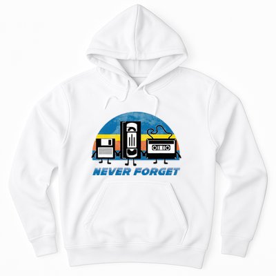 Never Forget Funny Retro Vintage Vhs Cassette Floppy Disk Hoodie