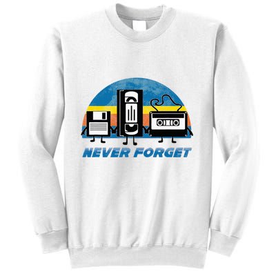 Never Forget Funny Retro Vintage Vhs Cassette Floppy Disk Sweatshirt