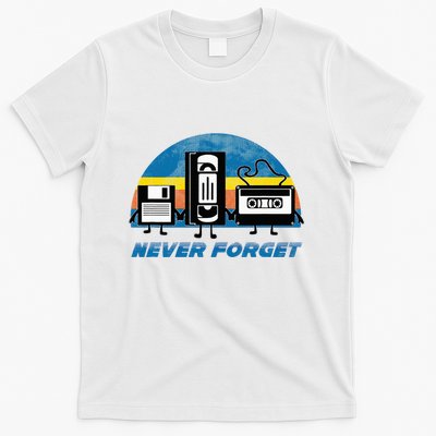 Never Forget Funny Retro Vintage Vhs Cassette Floppy Disk T-Shirt