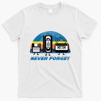 Never Forget Funny Retro Vintage Vhs Cassette Floppy Disk T-Shirt