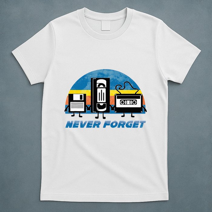 Never Forget Funny Retro Vintage Vhs Cassette Floppy Disk T-Shirt