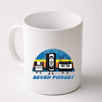Never Forget Funny Retro Vintage Vhs Cassette Floppy Disk Mug