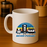 Never Forget Funny Retro Vintage Vhs Cassette Floppy Disk Mug