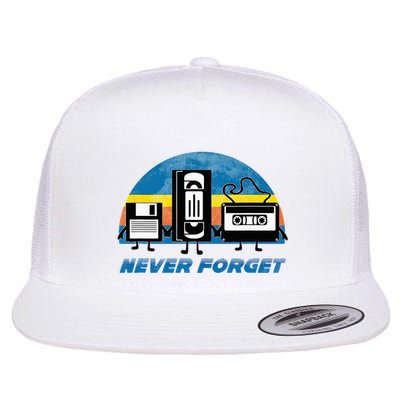 Never Forget Funny Retro Vintage Vhs Cassette Floppy Disk Flatbill Hat
