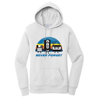 Never Forget Funny Retro Vintage Vhs Cassette Floppy Disk Women's Pullover Hoodie