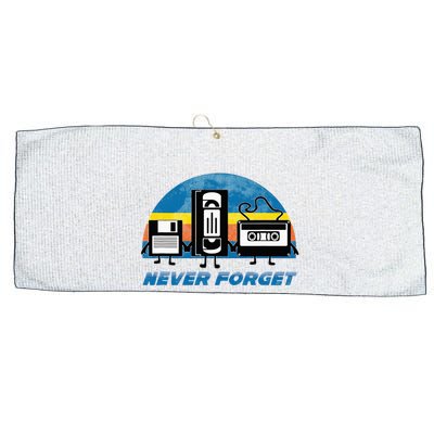 Never Forget Funny Retro Vintage Vhs Cassette Floppy Disk Large Microfiber Waffle Golf Towel