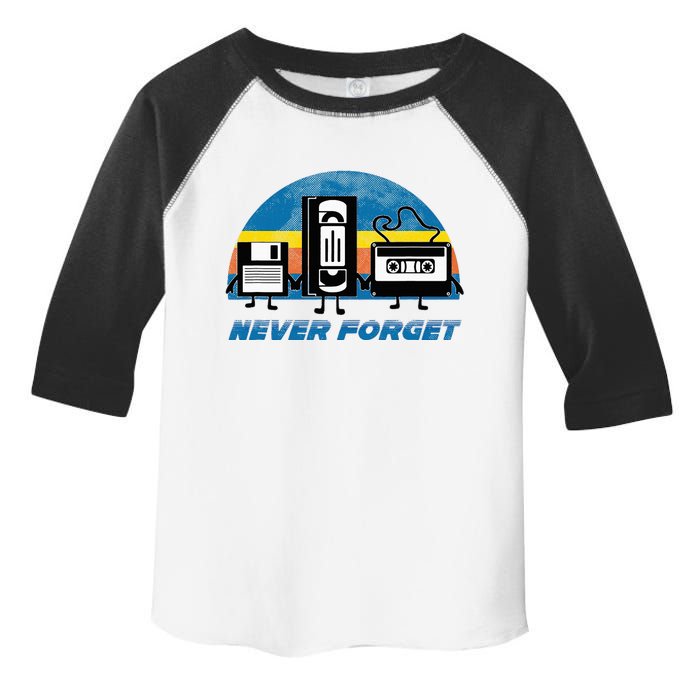 Never Forget Funny Retro Vintage Vhs Cassette Floppy Disk Toddler Fine Jersey T-Shirt