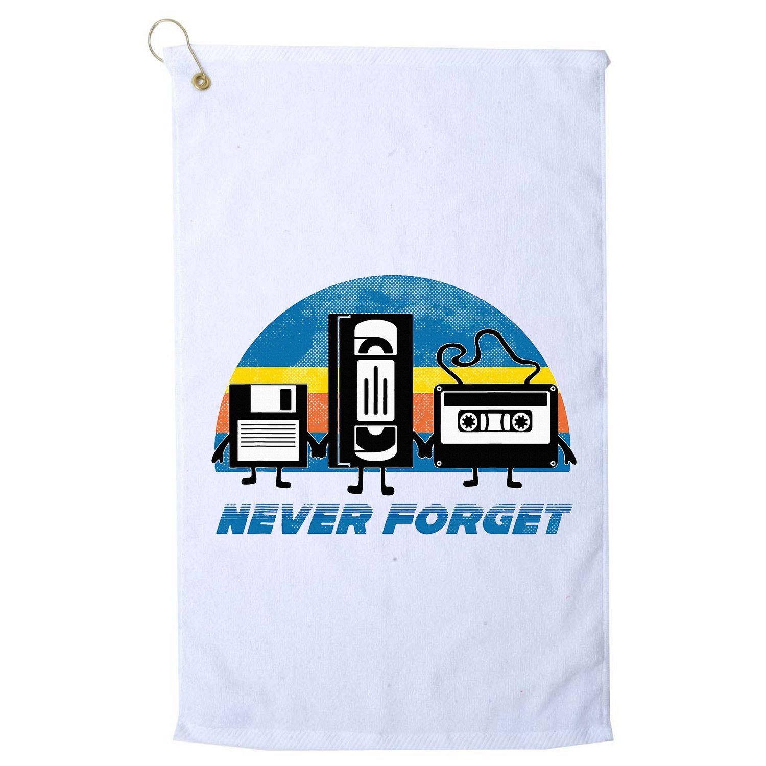 Never Forget Funny Retro Vintage Vhs Cassette Floppy Disk Golf Towel