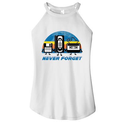Never Forget Funny Retro Vintage Vhs Cassette Floppy Disk Women's Perfect Tri Rocker Tank