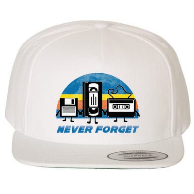 Never Forget Funny Retro Vintage Vhs Cassette Floppy Disk Wool Snapback Cap