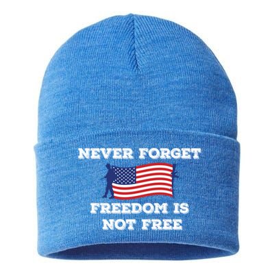 Never Forget Freedom Is Not Free Army Veterans Gift Sustainable Knit Beanie