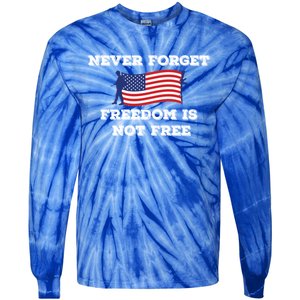 Never Forget Freedom Is Not Free Army Veterans Gift Tie-Dye Long Sleeve Shirt