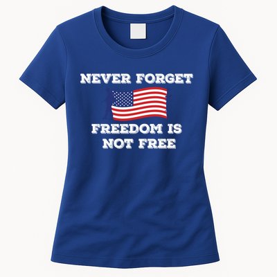 Never Forget Freedom Is Not Free Army Veterans Gift Womens T-Shirt