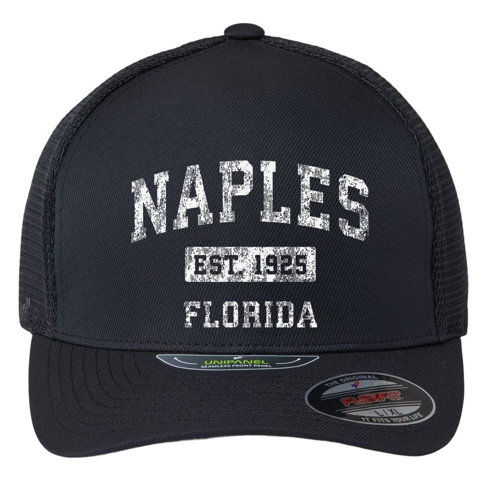 Naples Florida Fl Vintage Established Flexfit Unipanel Trucker Cap