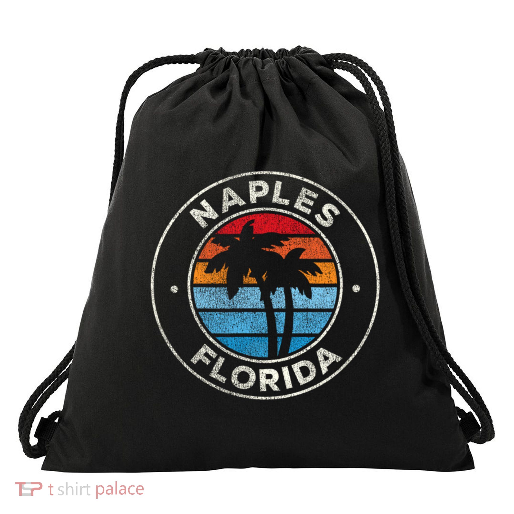 Naples Florida FL Vintage Graphic Retro 70s Drawstring Bag