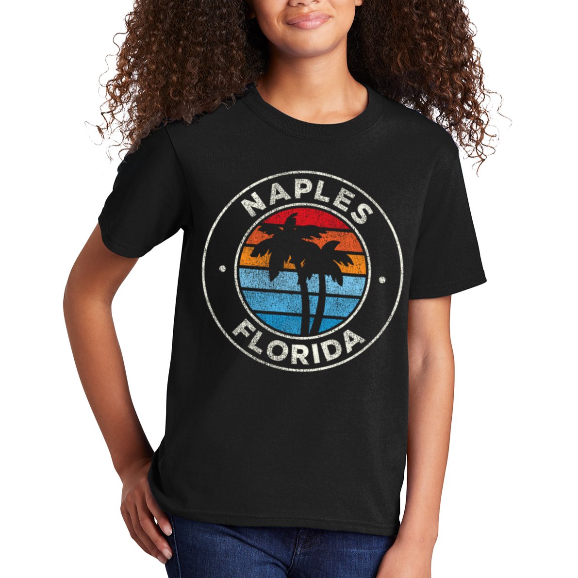Naples Florida FL Vintage Graphic Retro 70s Kids T-Shirt