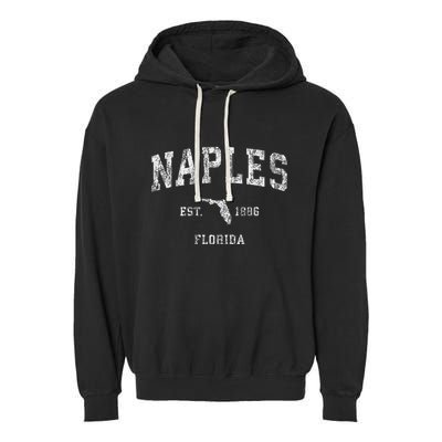 Naples Florida Fl Vintage Athletic Sports Design Garment-Dyed Fleece Hoodie