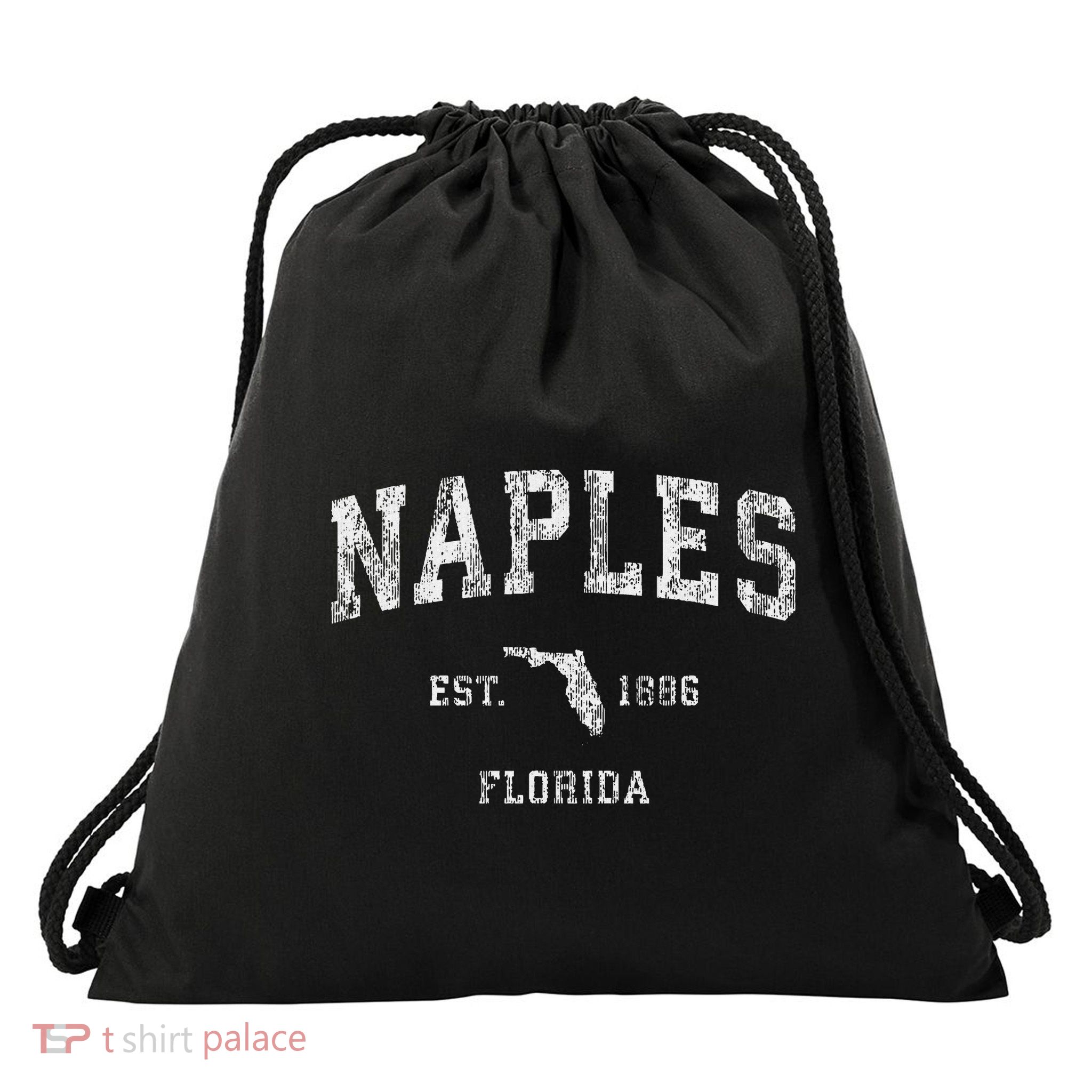Naples Florida Fl Vintage Athletic Sports Design Drawstring Bag
