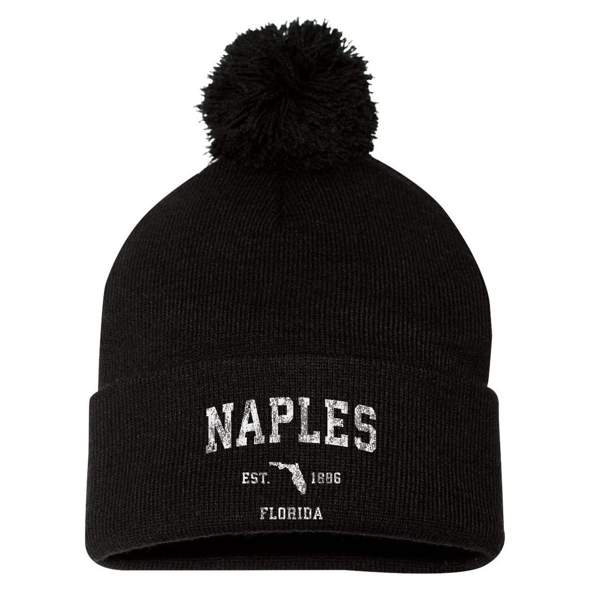 Naples Florida Fl Vintage Athletic Sports Design Pom Pom 12in Knit Beanie