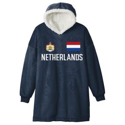 Netherlands Flag Football Soccer Fan Gift Hooded Wearable Blanket