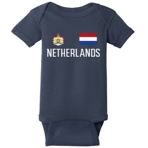 Netherlands Flag Football Soccer Fan Gift Baby Bodysuit