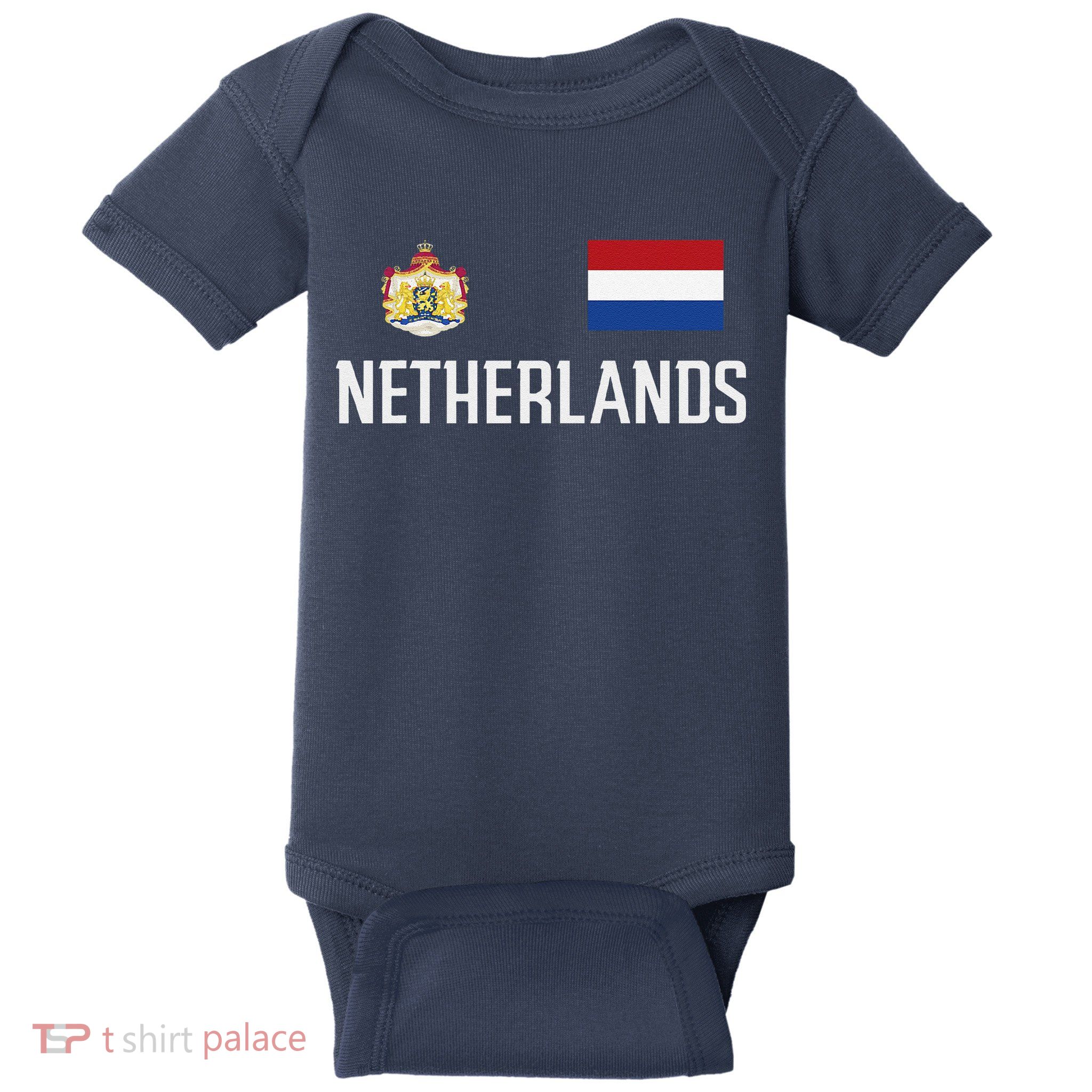 Netherlands Flag Football Soccer Fan Gift Baby Bodysuit