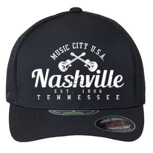 Nashville Funny Gift Gift Country Music City Guitar Gift Flexfit Unipanel Trucker Cap