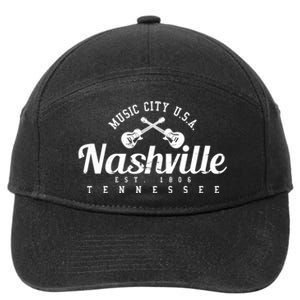 Nashville Funny Gift Gift Country Music City Guitar Gift 7-Panel Snapback Hat