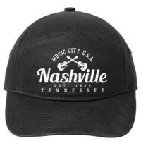 Nashville Funny Gift Gift Country Music City Guitar Gift 7-Panel Snapback Hat