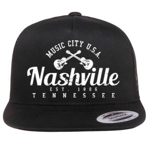 Nashville Funny Gift Gift Country Music City Guitar Gift Flat Bill Trucker Hat