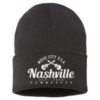 Nashville Funny Gift Gift Country Music City Guitar Gift Sustainable Knit Beanie