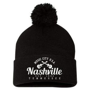 Nashville Funny Gift Gift Country Music City Guitar Gift Pom Pom 12in Knit Beanie