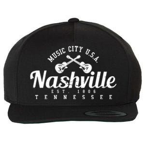 Nashville Funny Gift Gift Country Music City Guitar Gift Wool Snapback Cap