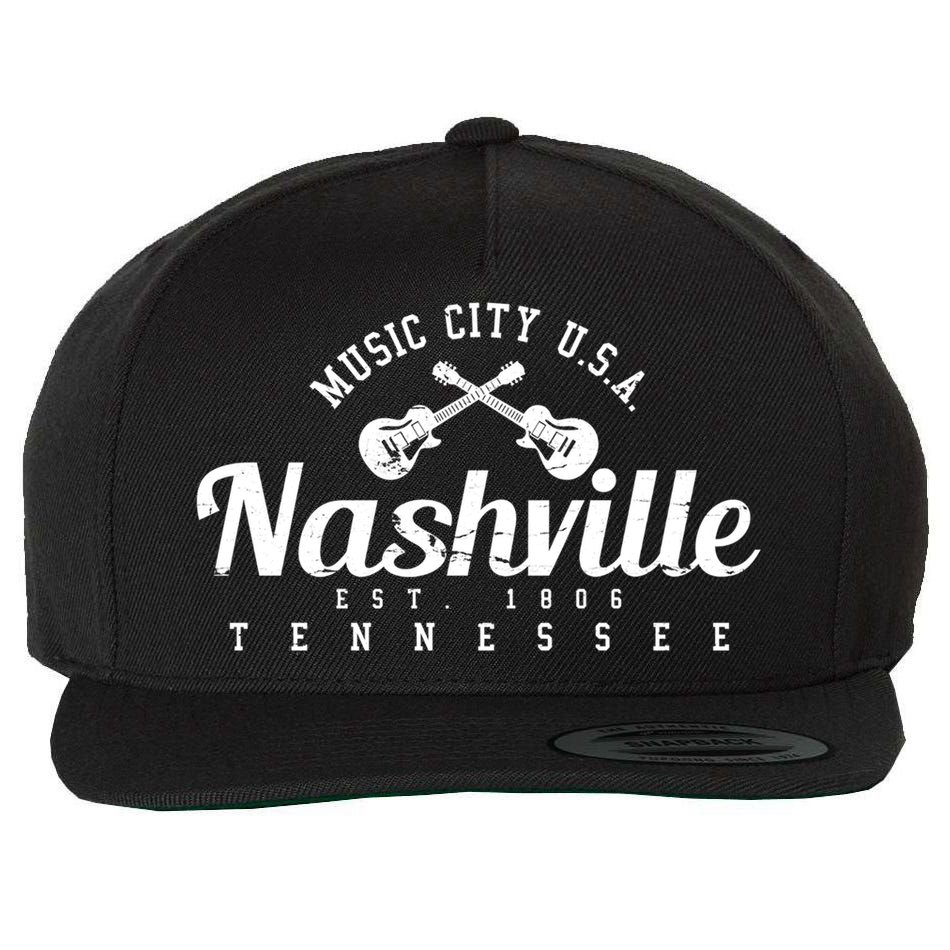 Nashville Funny Gift Gift Country Music City Guitar Gift Wool Snapback Cap